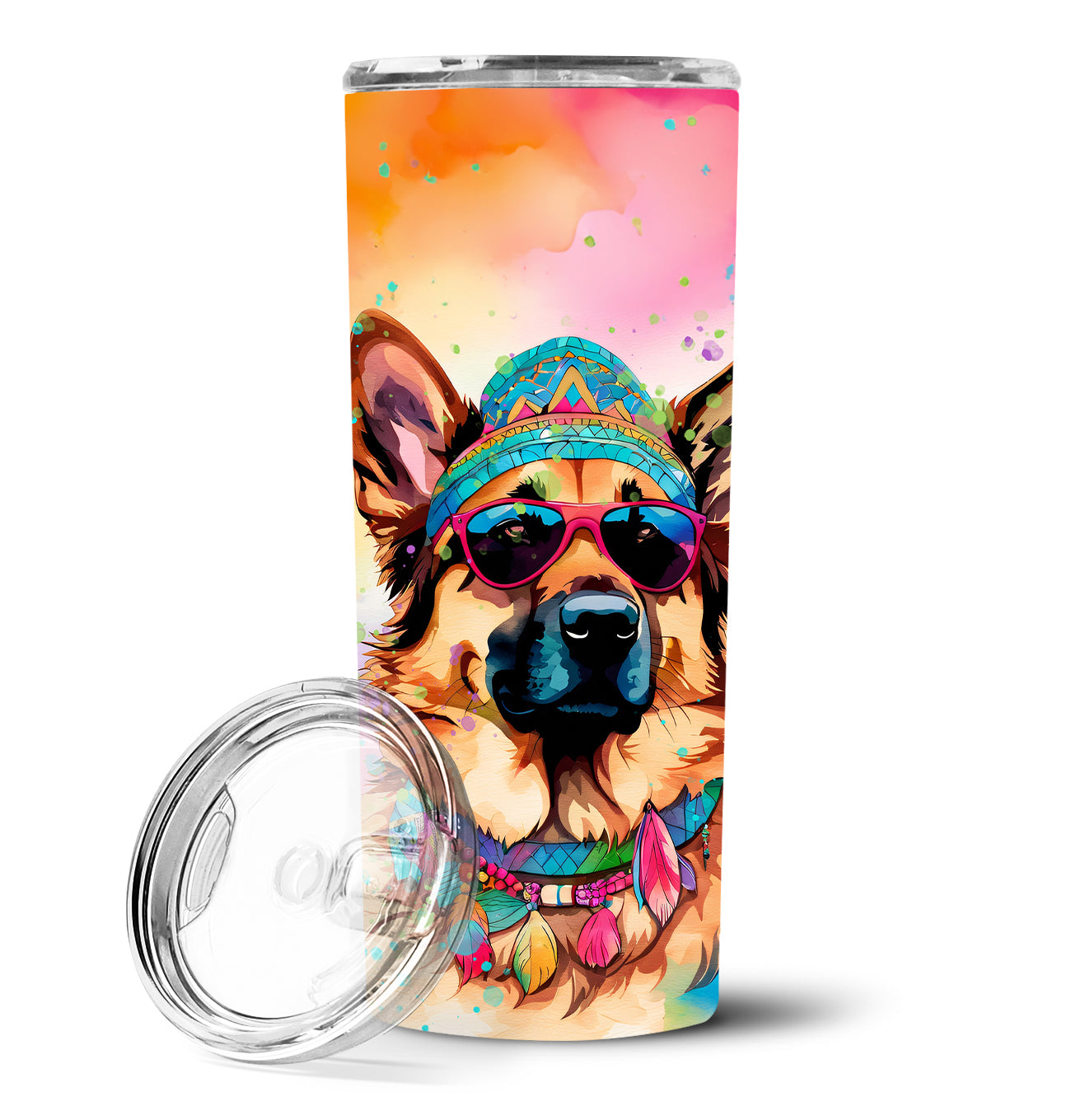 Buy this German Shepherd Hippie Dawg Stainless Steel Skinny Tumbler