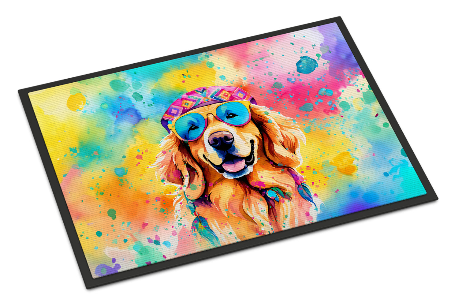 Buy this Golden Retriever Hippie Dawg Indoor or Outdoor Mat 24x36