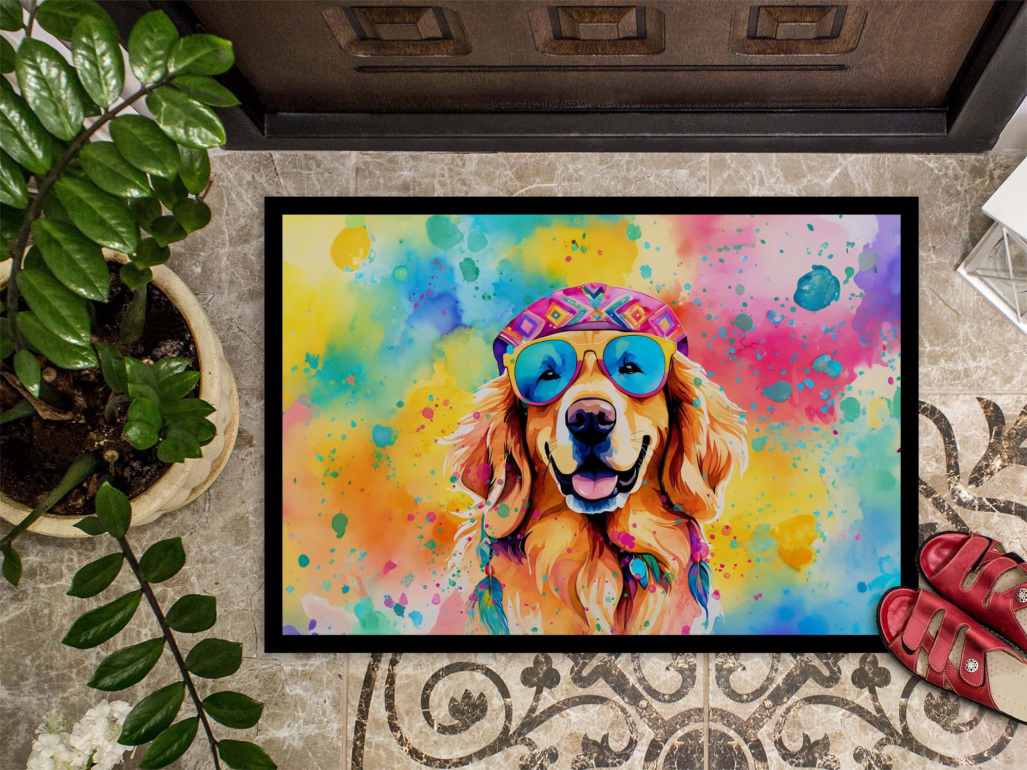 Golden Retriever Hippie Dawg Doormat