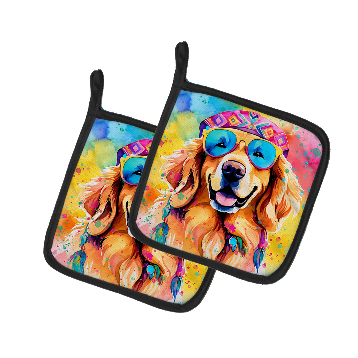 Buy this Golden Retriever Hippie Dawg Pair of Pot Holders