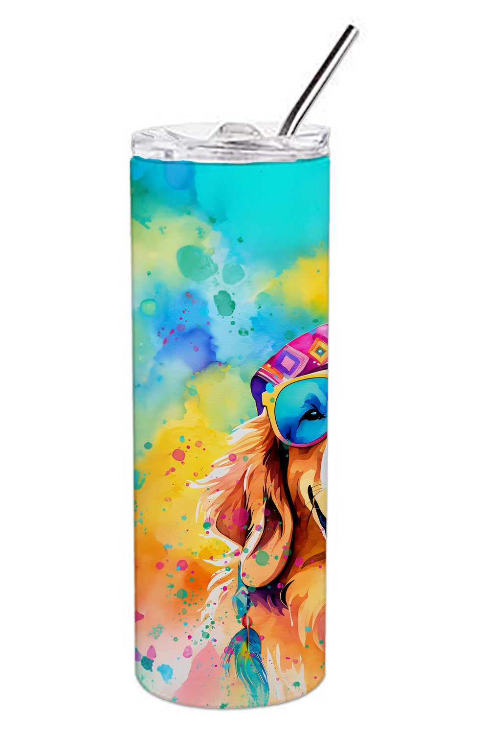 Golden Retriever Hippie Dawg Stainless Steel Skinny Tumbler