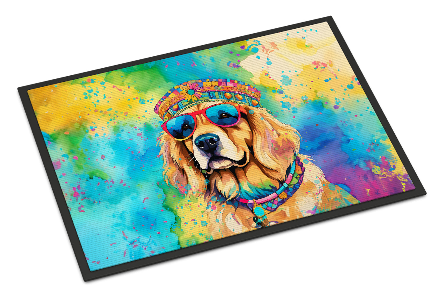 Buy this Golden Retriever Hippie Dawg Indoor or Outdoor Mat 24x36