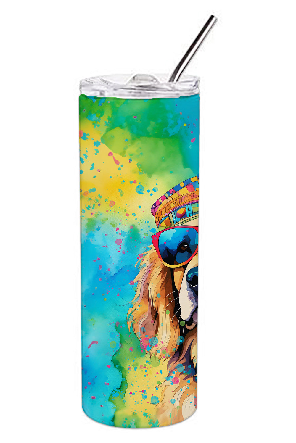 Golden Retriever Hippie Dawg Stainless Steel Skinny Tumbler