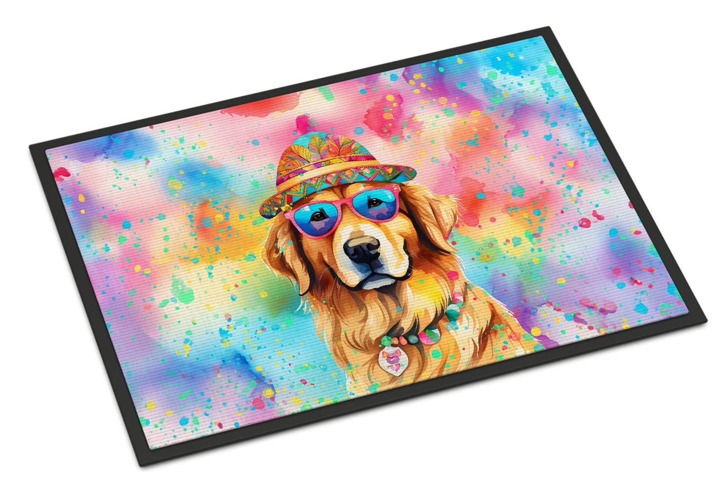 Buy this Golden Retriever Hippie Dawg Indoor or Outdoor Mat 24x36