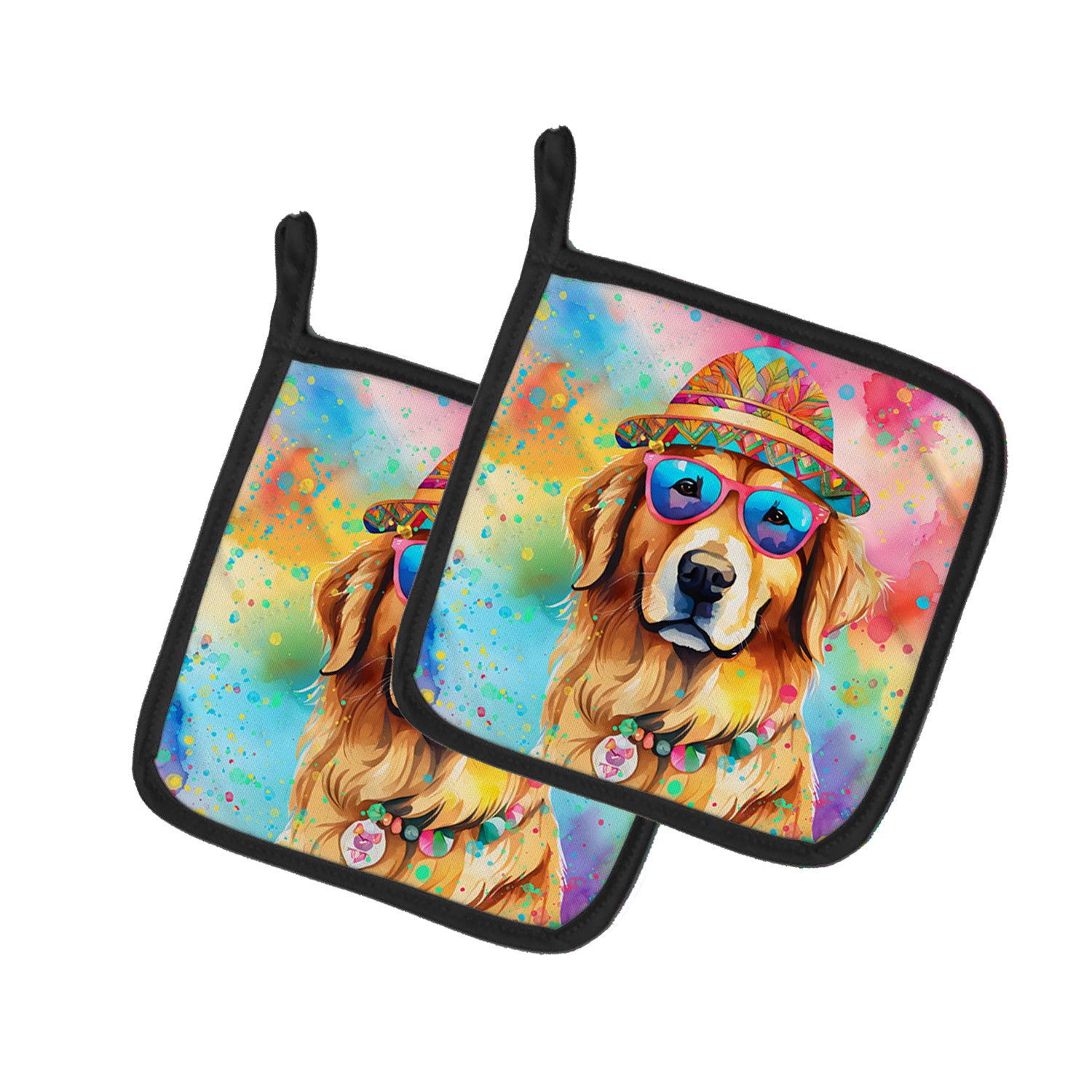 Buy this Golden Retriever Hippie Dawg Pair of Pot Holders