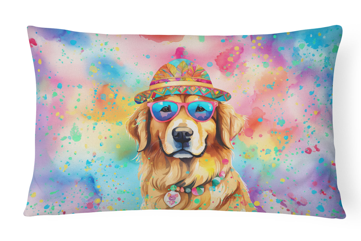 Buy this Golden Retriever Hippie Dawg Fabric Decorative Pillow