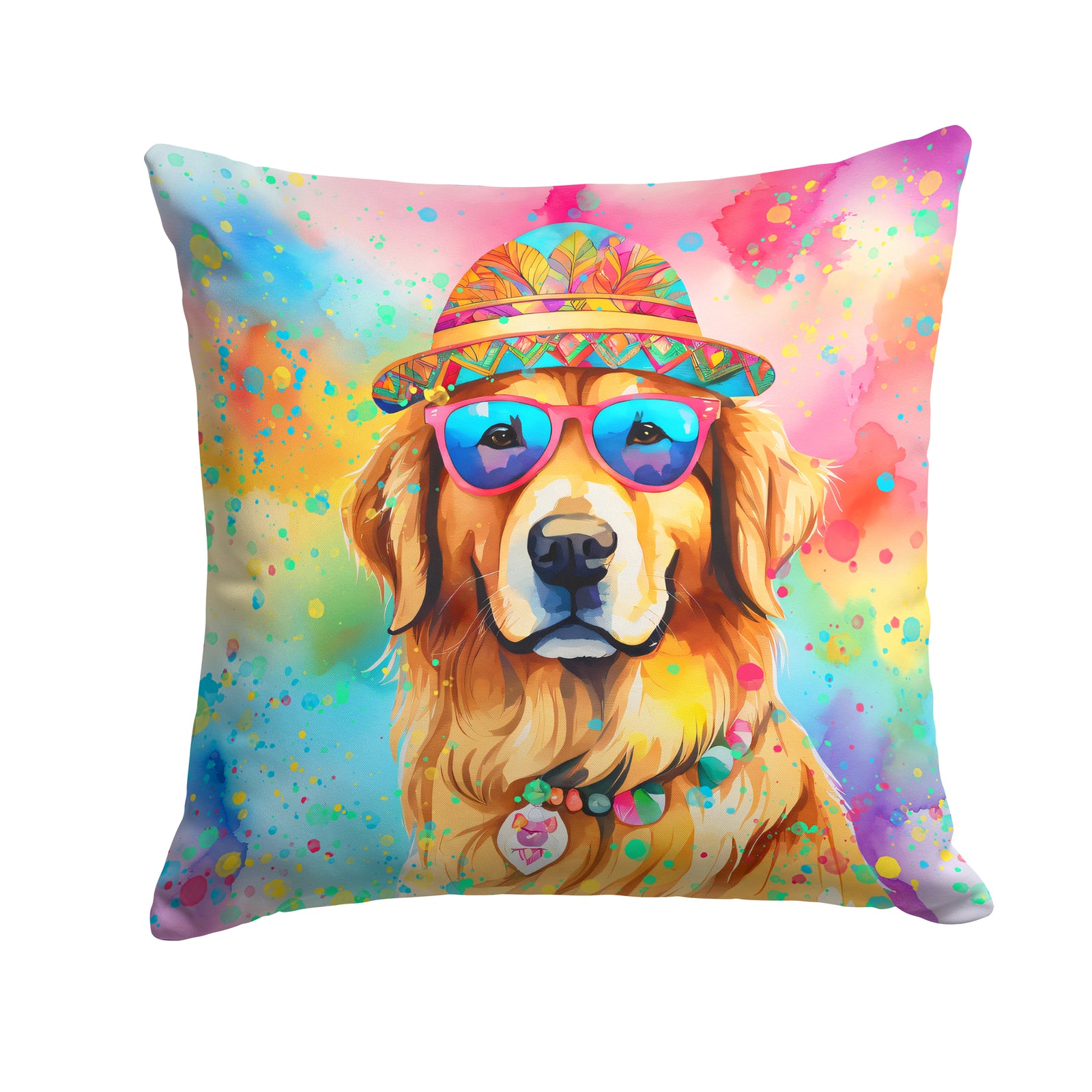 Buy this Golden Retriever Hippie Dawg Fabric Decorative Pillow