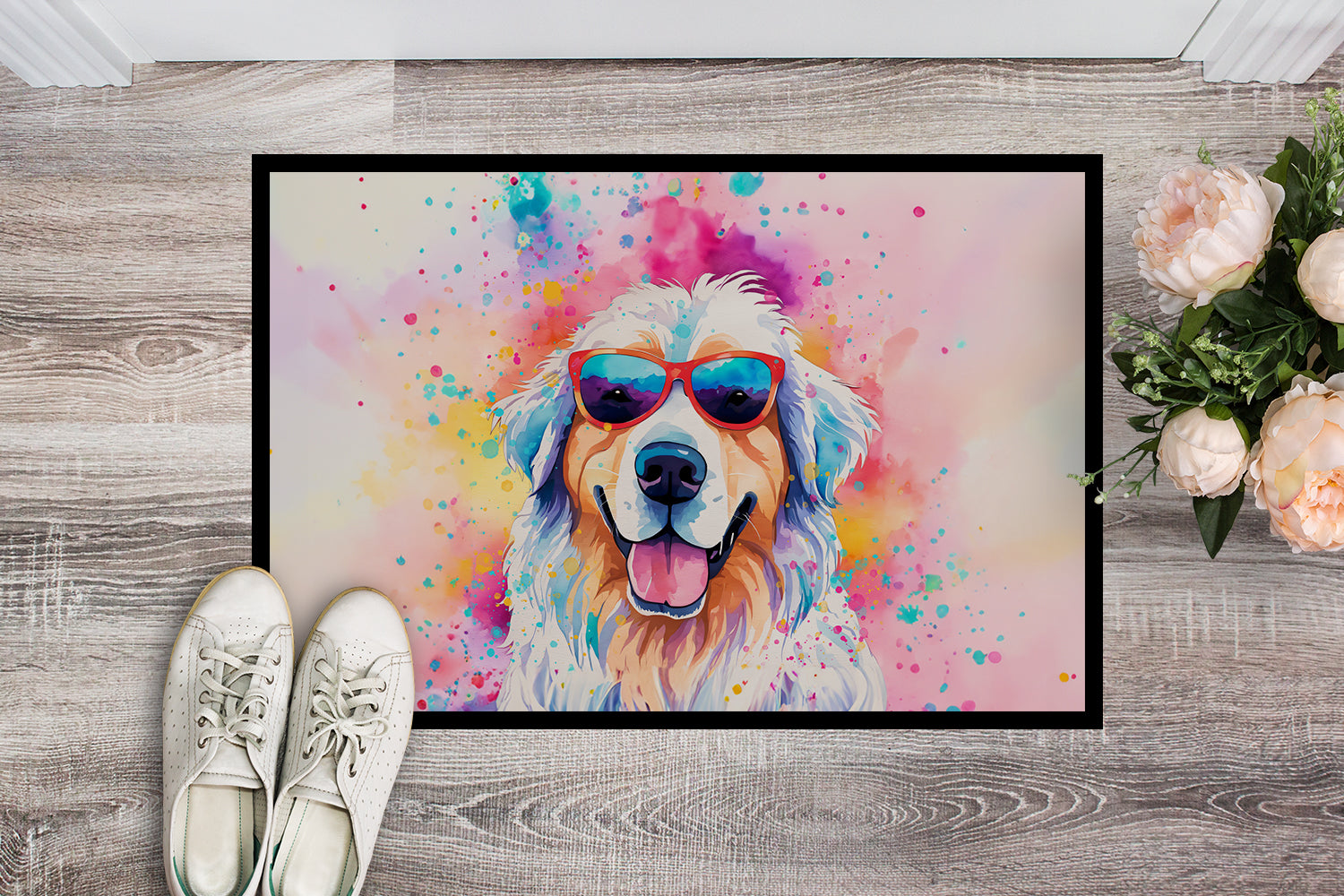 Great Pyrenees Hippie Dawg Indoor or Outdoor Mat 24x36