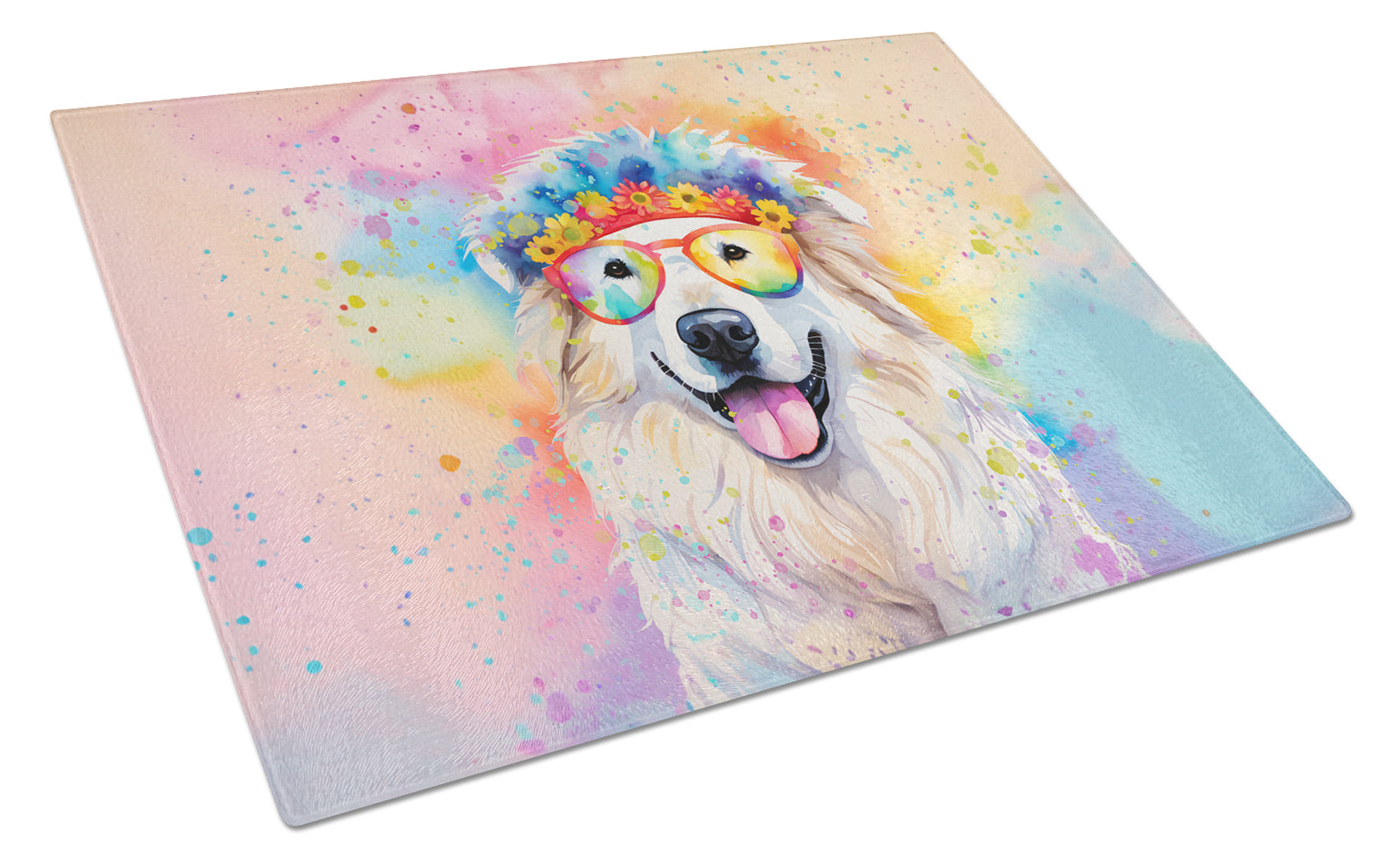 Buy this Great Pyrenees Hippie Dawg Glass Cutting Board Large