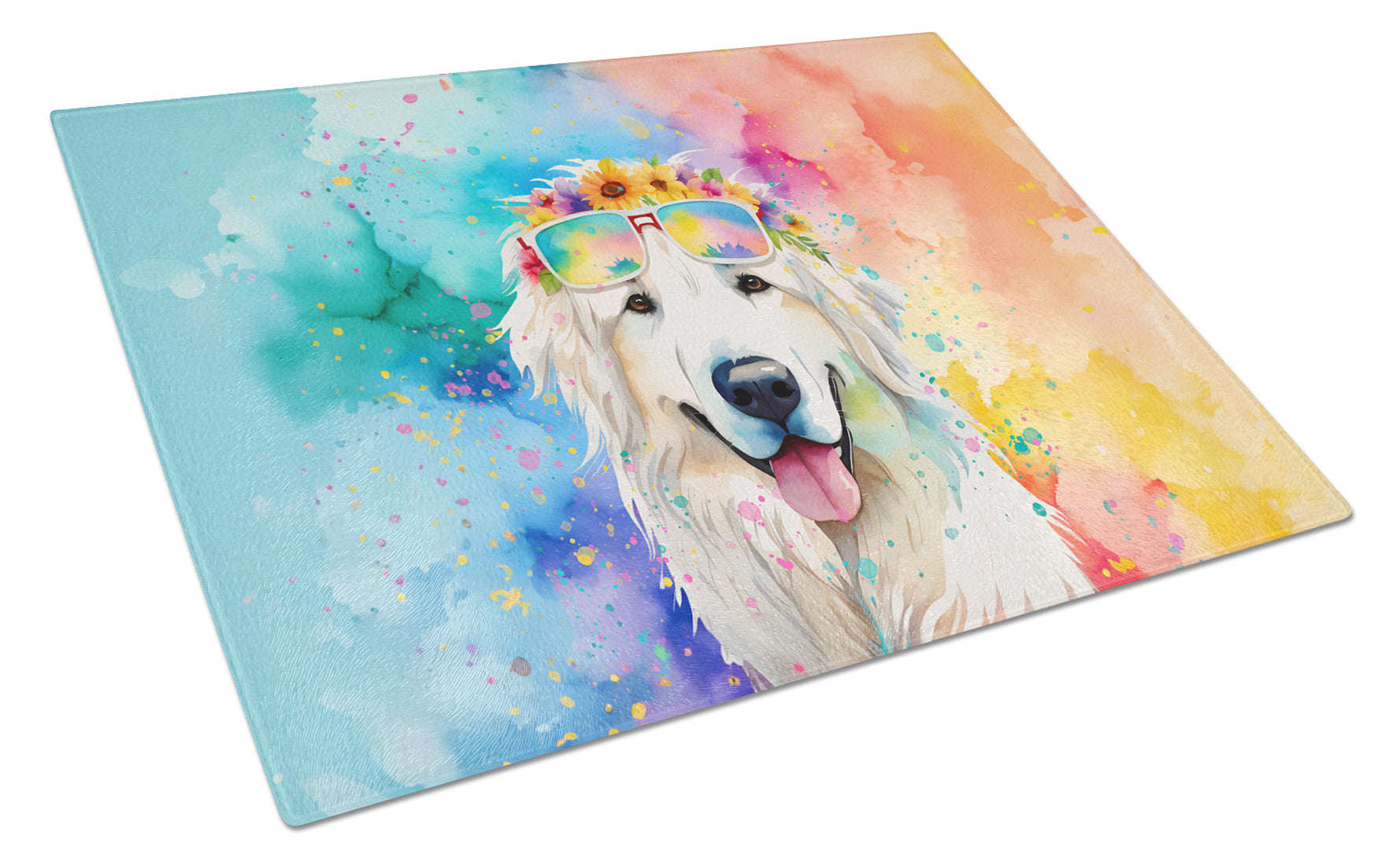 Buy this Great Pyrenees Hippie Dawg Glass Cutting Board Large