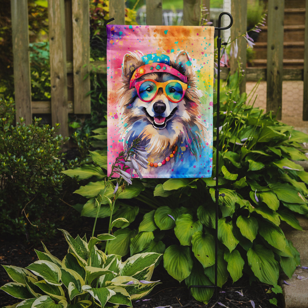 Keeshond Hippie Dawg Garden Flag