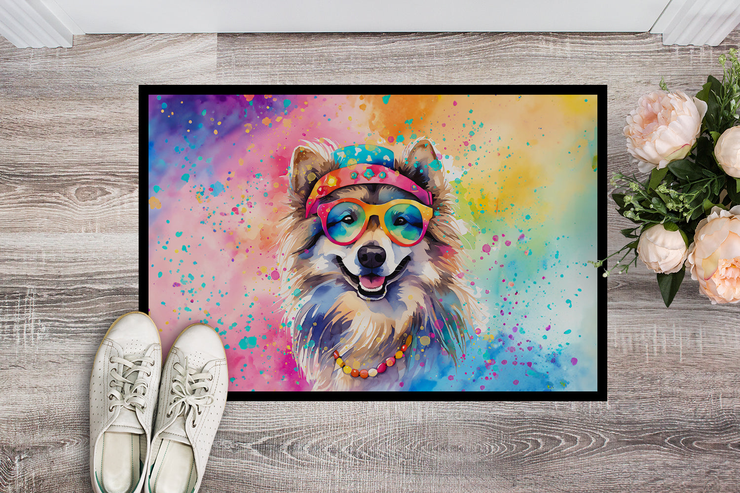 Keeshond Hippie Dawg Doormat