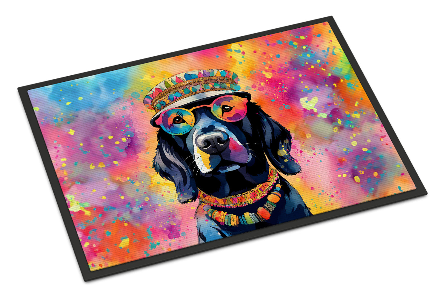 Buy this Black Labrador Hippie Dawg Indoor or Outdoor Mat 24x36