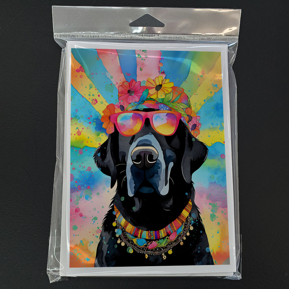 Black Labrador Hippie Dawg Greeting Cards Pack of 8