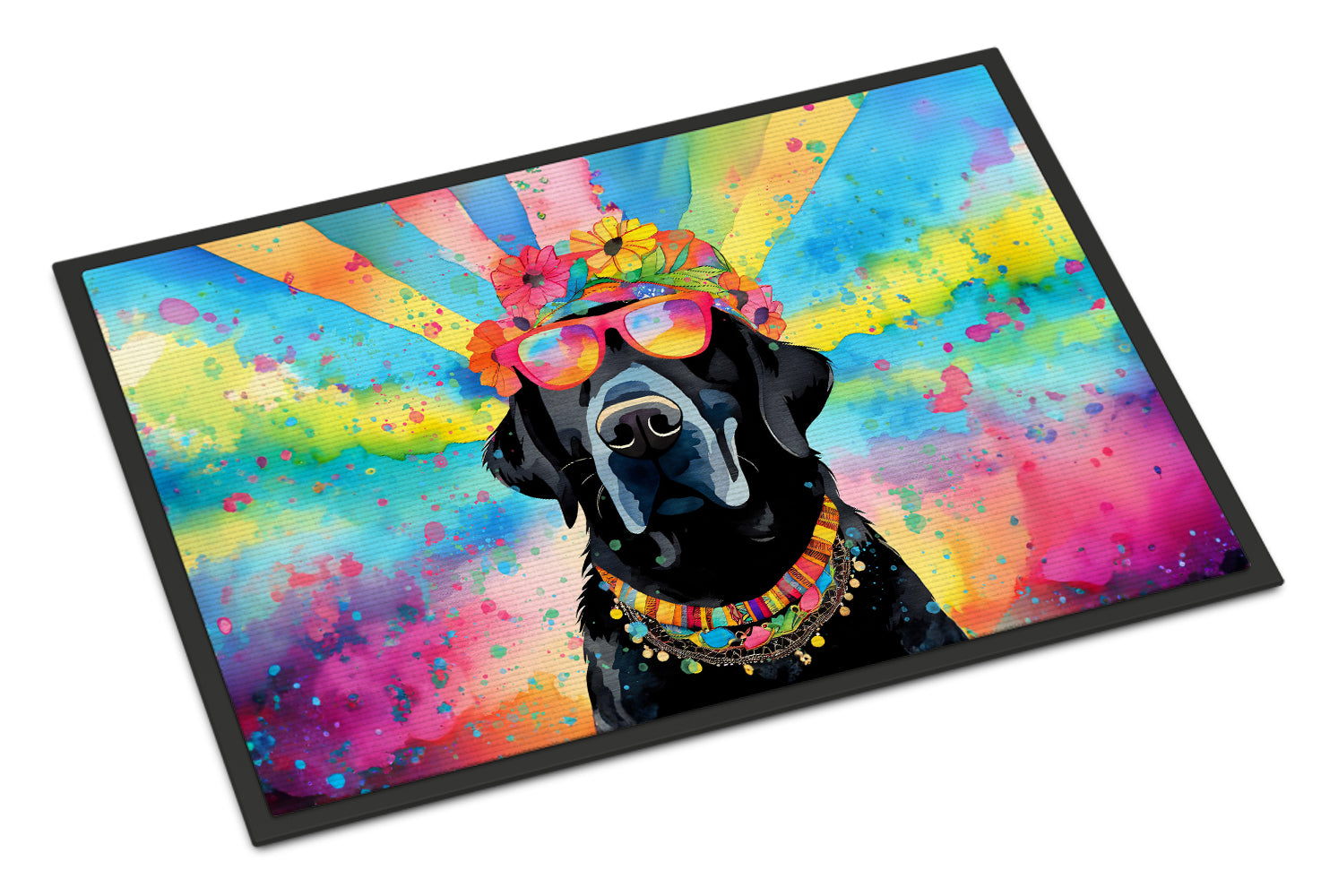 Buy this Black Labrador Hippie Dawg Indoor or Outdoor Mat 24x36