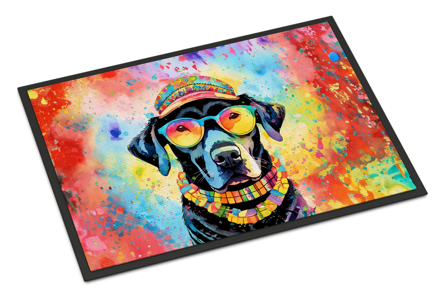 Buy this Black Labrador Hippie Dawg Indoor or Outdoor Mat 24x36