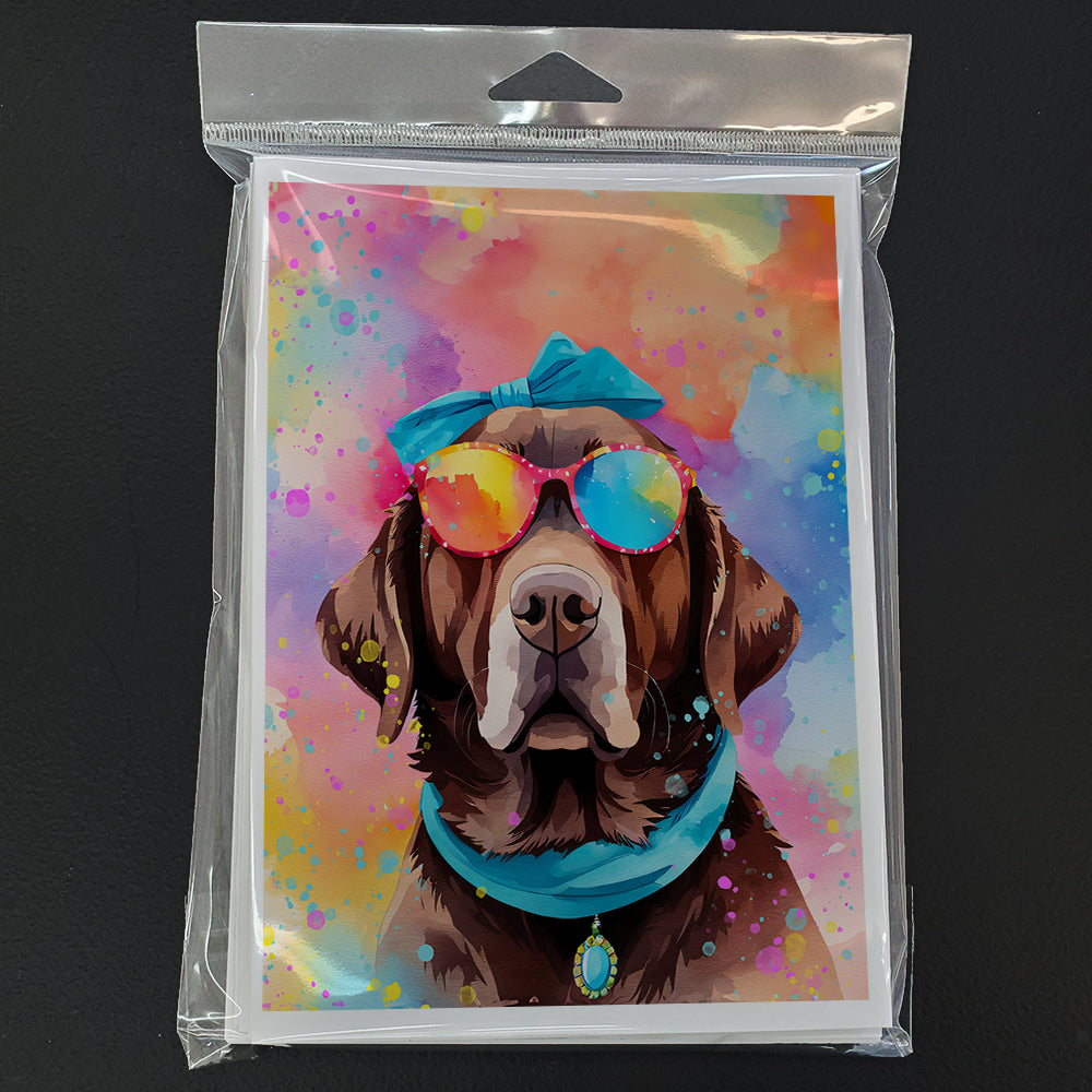 Chocolate Labrador Hippie Dawg Greeting Cards Pack of 8