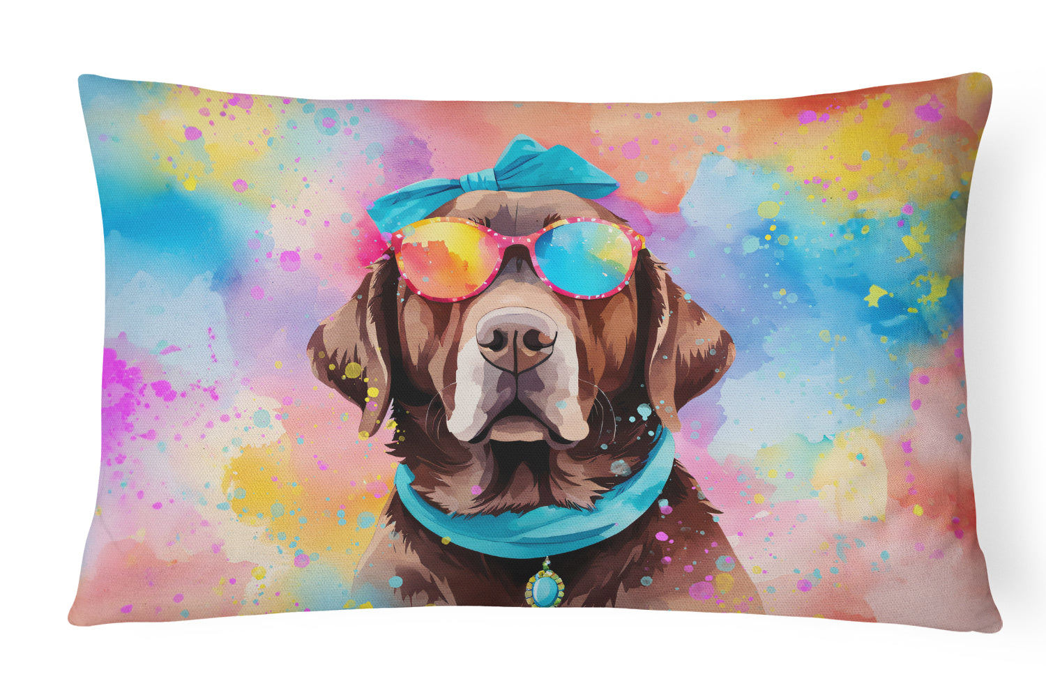 Buy this Chocolate Labrador Hippie Dawg Fabric Decorative Pillow