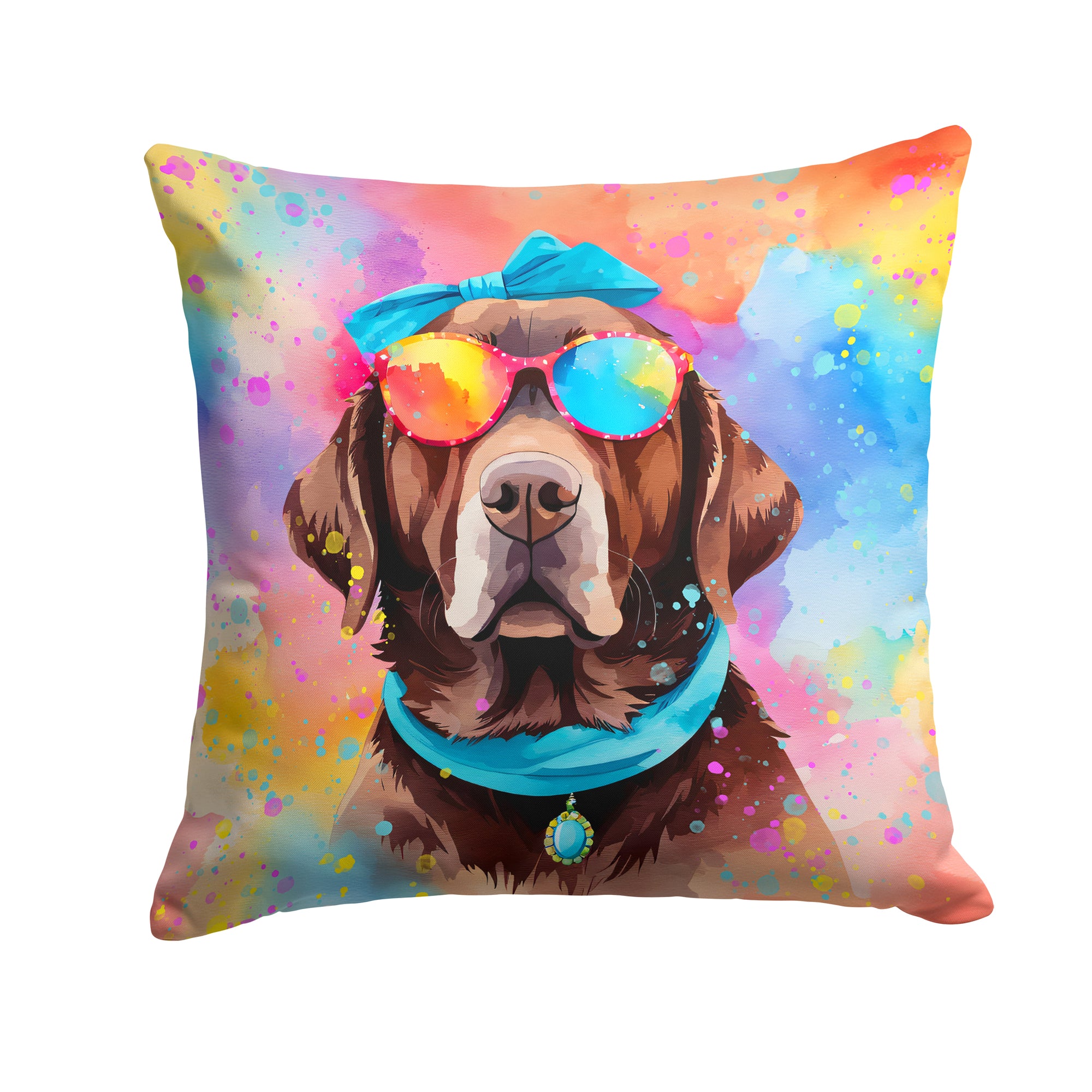 Buy this Chocolate Labrador Hippie Dawg Fabric Decorative Pillow