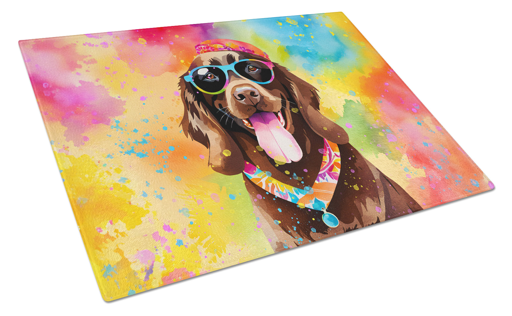 Buy this Chocolate Labrador Hippie Dawg Glass Cutting Board Large