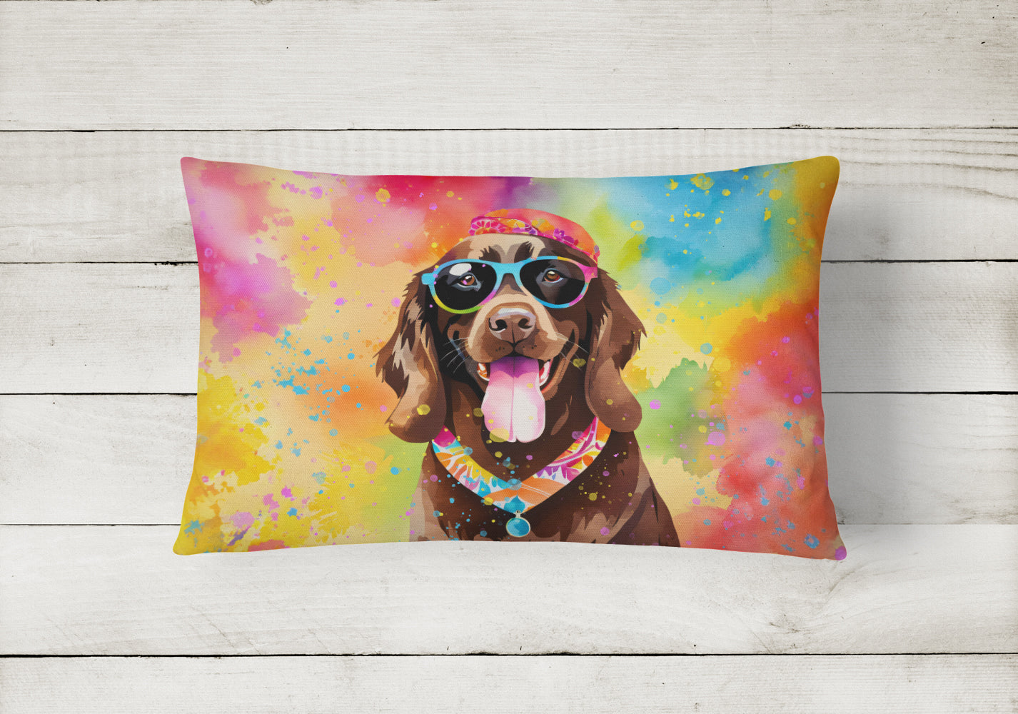 Buy this Chocolate Labrador Hippie Dawg Fabric Decorative Pillow