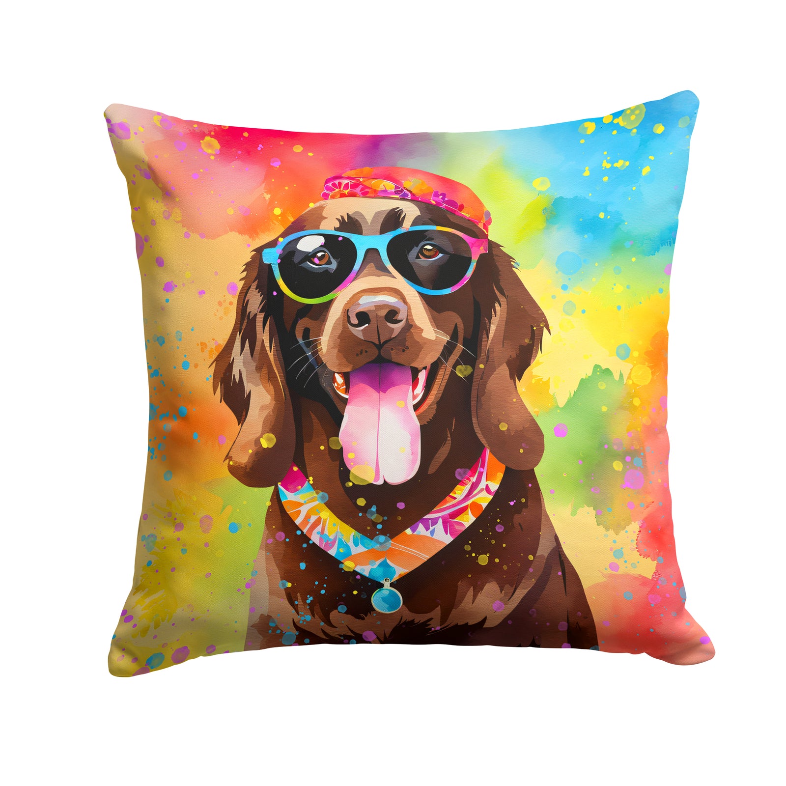 Buy this Chocolate Labrador Hippie Dawg Fabric Decorative Pillow