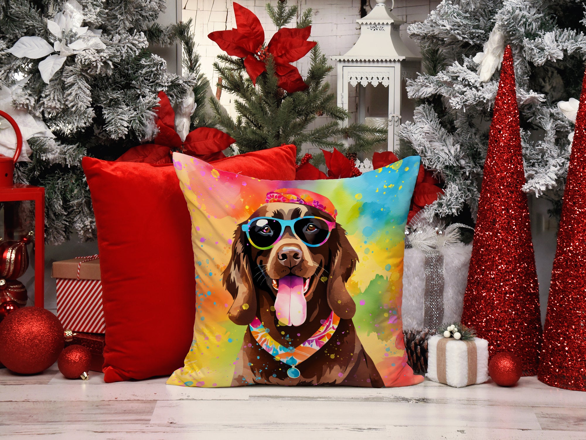 Buy this Chocolate Labrador Hippie Dawg Fabric Decorative Pillow