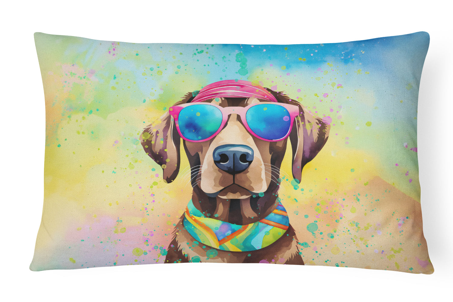 Buy this Chocolate Labrador Hippie Dawg Fabric Decorative Pillow