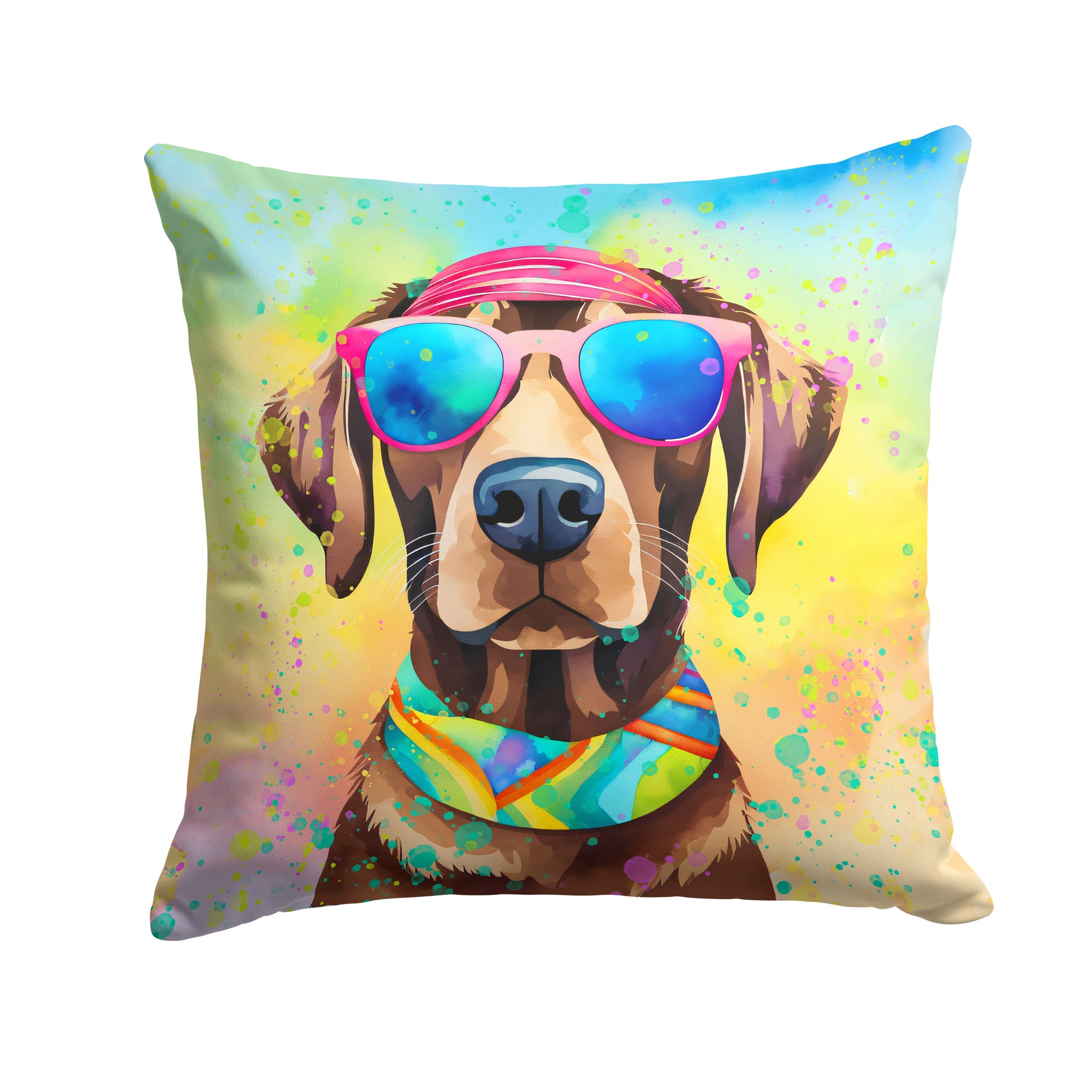 Buy this Chocolate Labrador Hippie Dawg Fabric Decorative Pillow