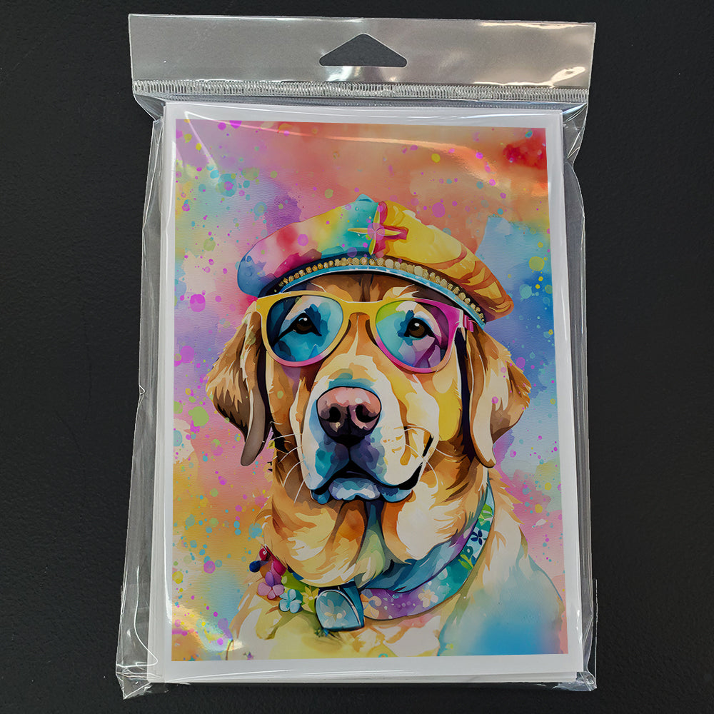 Yellow Labrador Hippie Dawg Greeting Cards Pack of 8