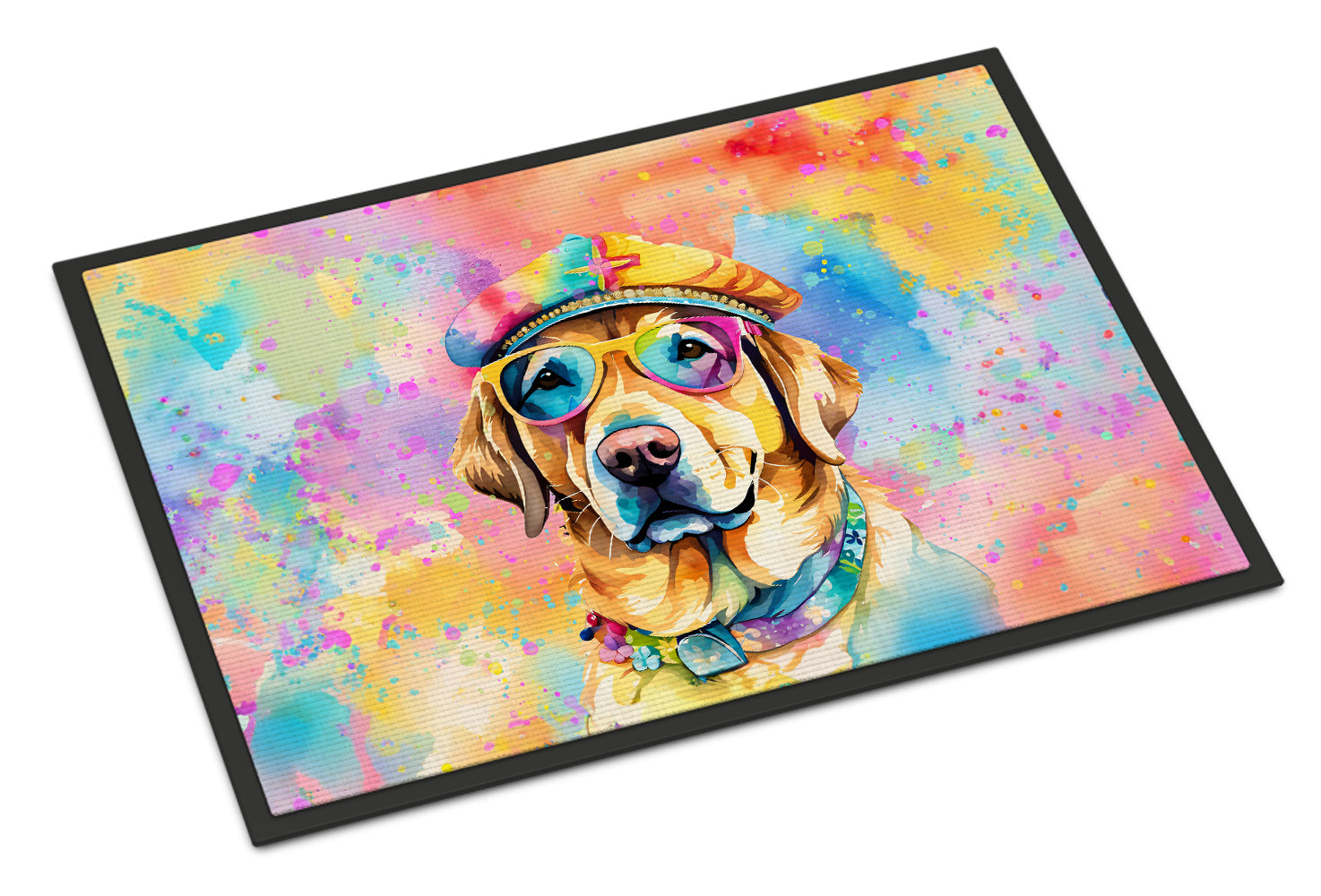 Buy this Yellow Labrador Hippie Dawg Indoor or Outdoor Mat 24x36