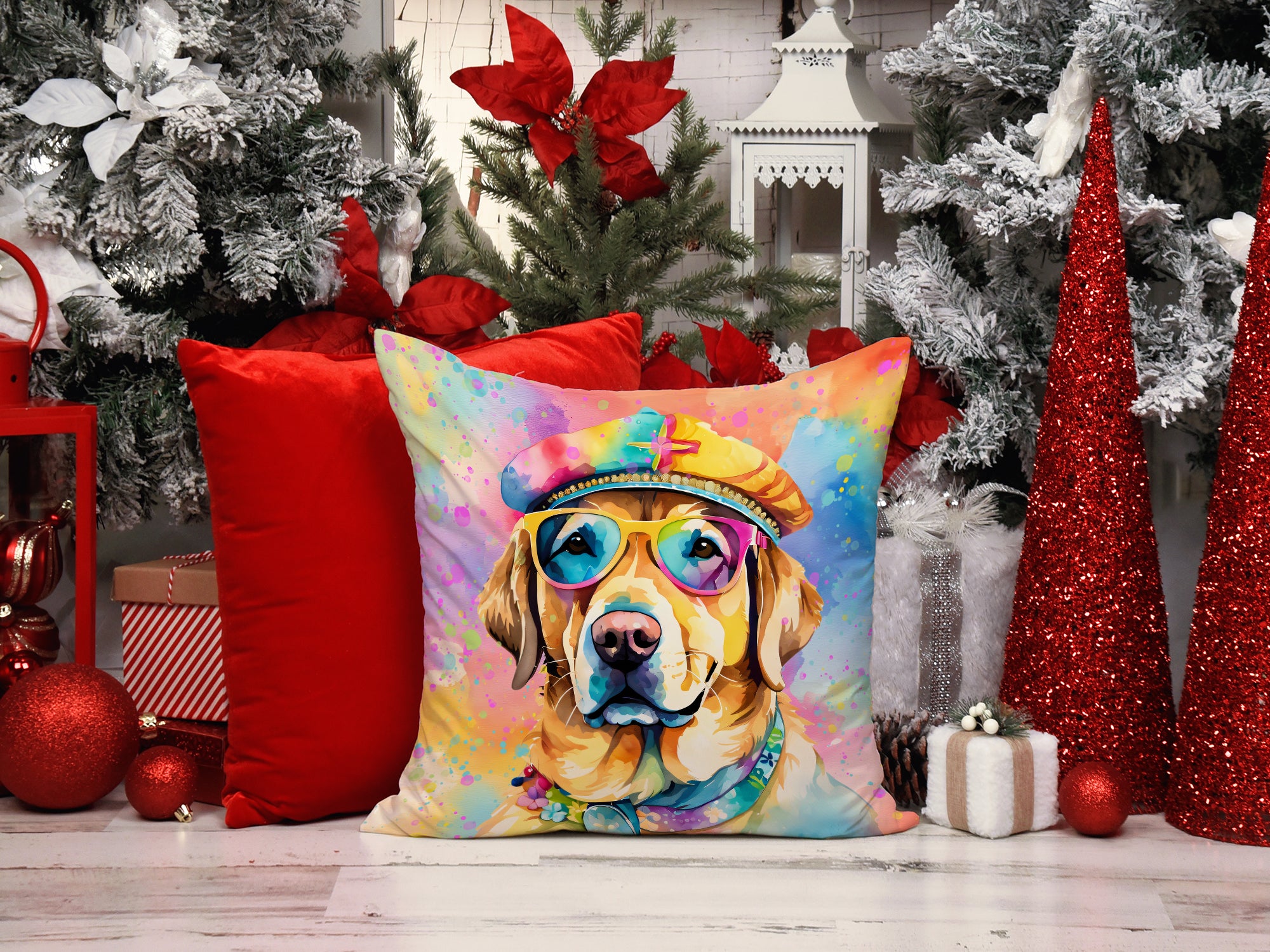 Buy this Yellow Labrador Hippie Dawg Fabric Decorative Pillow