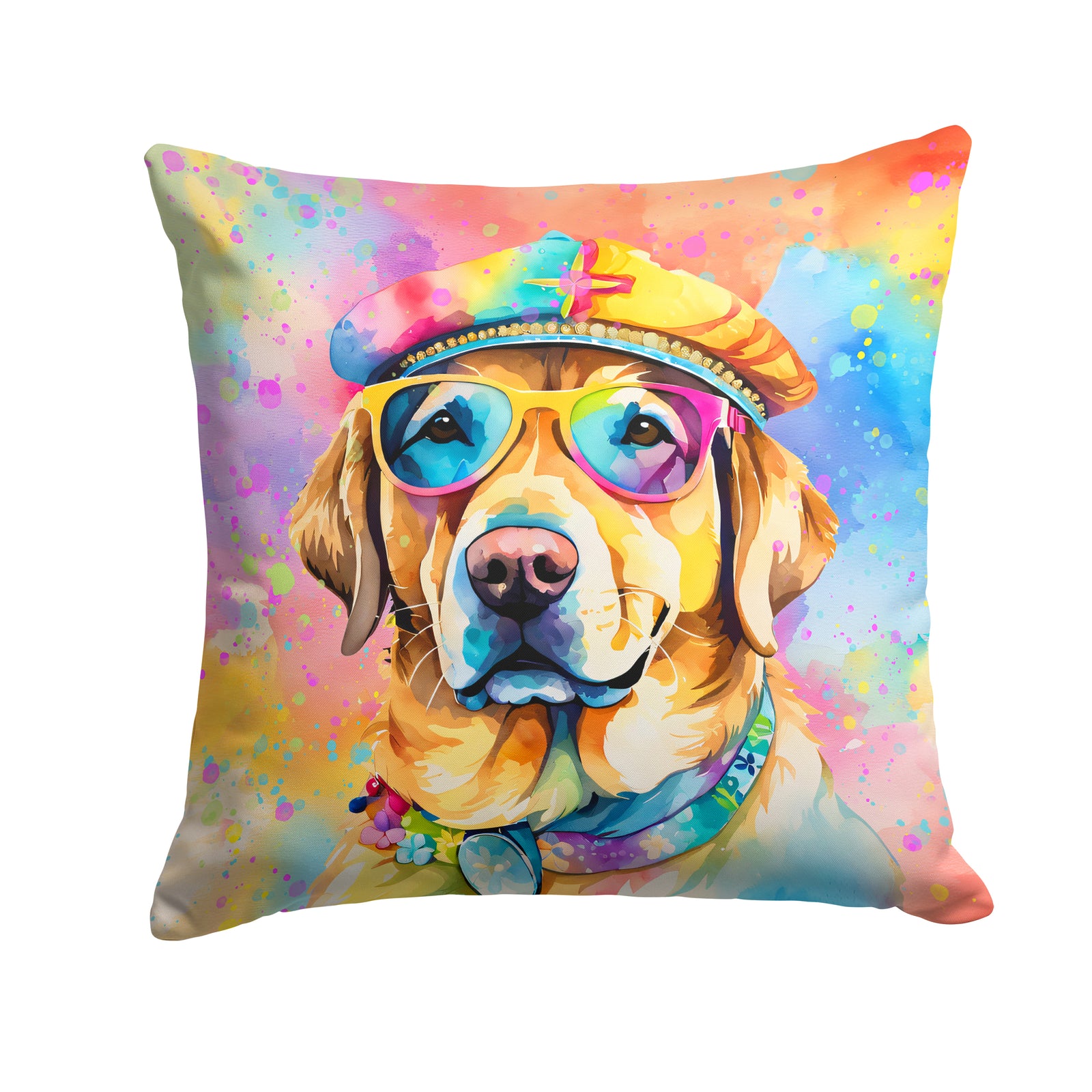 Buy this Yellow Labrador Hippie Dawg Fabric Decorative Pillow