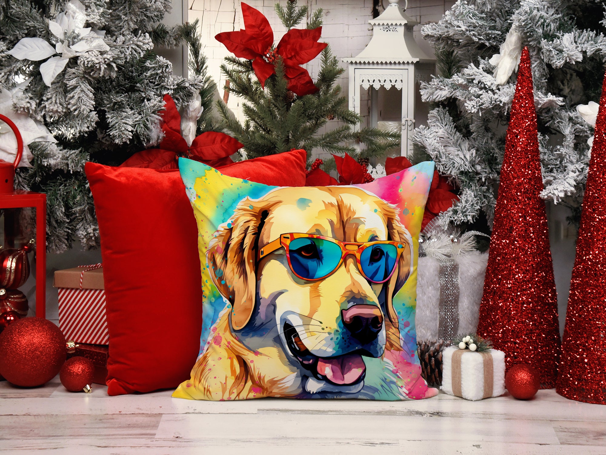 Buy this Yellow Labrador Hippie Dawg Fabric Decorative Pillow