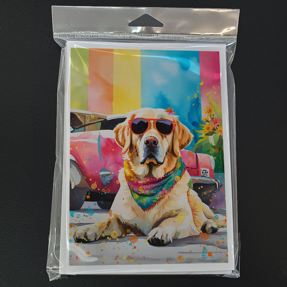 Yellow Labrador Hippie Dawg Greeting Cards Pack of 8