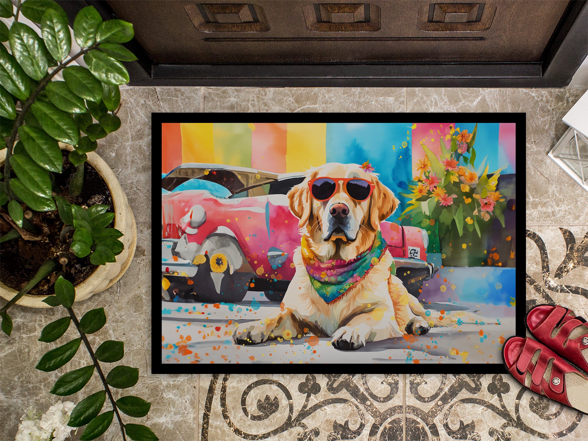 Yellow Labrador Hippie Dawg Doormat