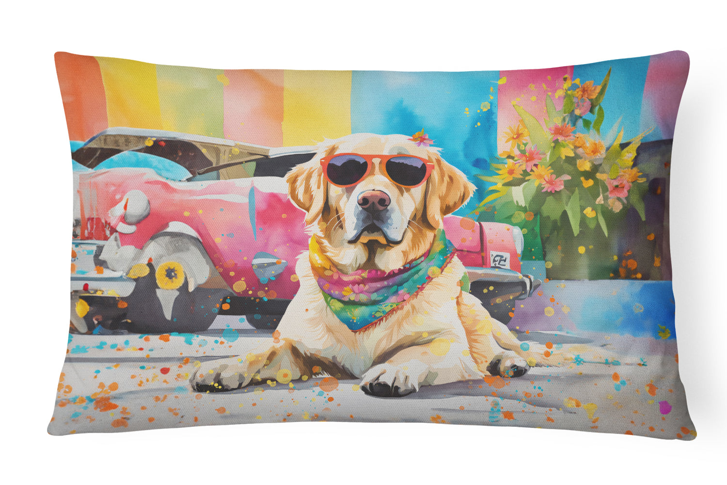 Buy this Yellow Labrador Hippie Dawg Fabric Decorative Pillow