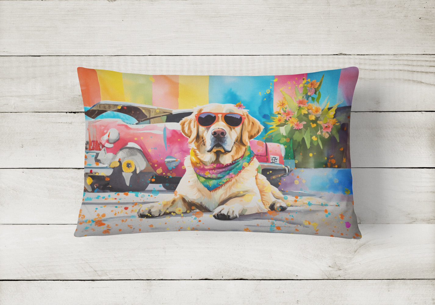 Buy this Yellow Labrador Hippie Dawg Fabric Decorative Pillow