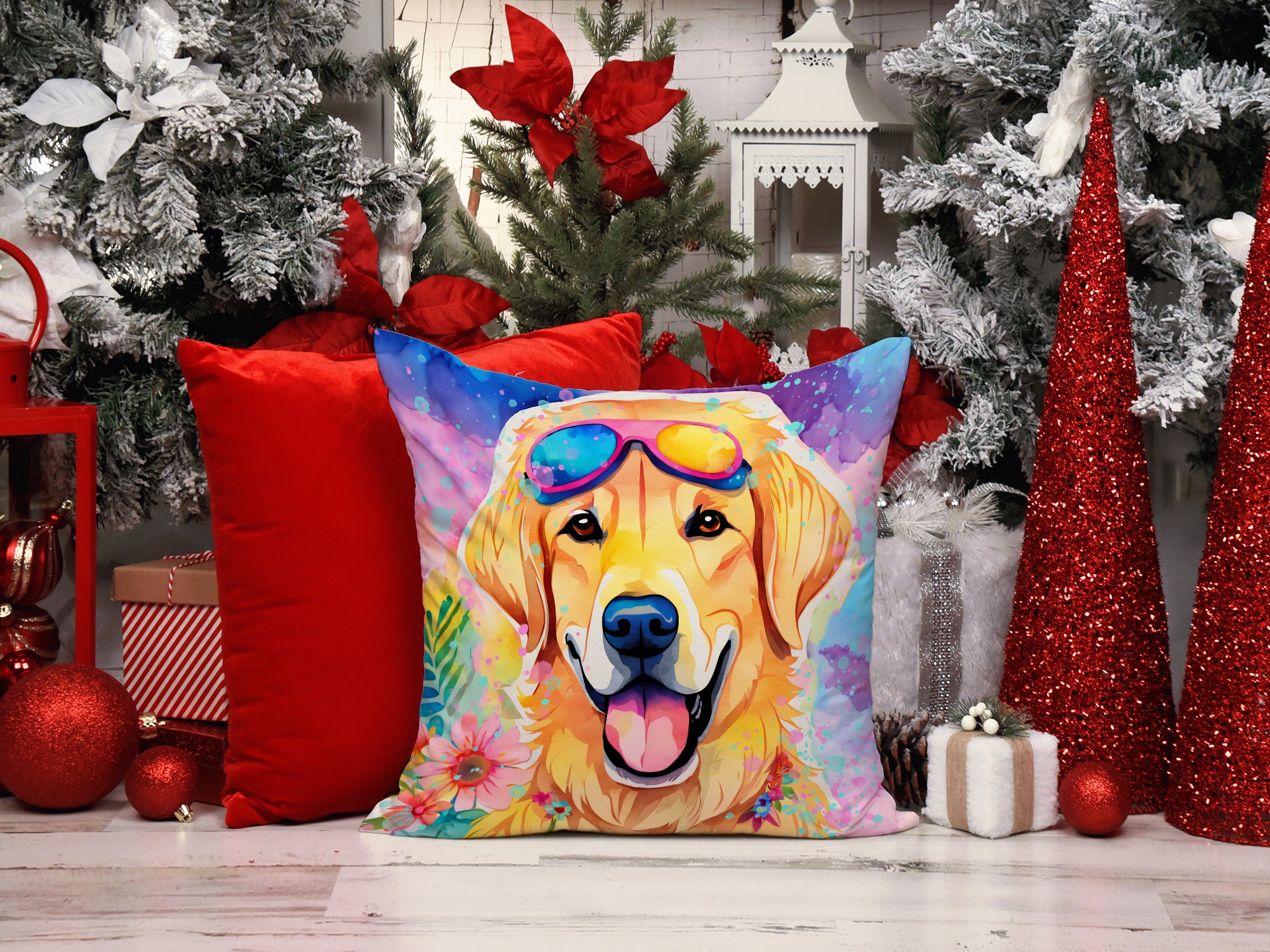 Buy this Yellow Labrador Hippie Dawg Fabric Decorative Pillow