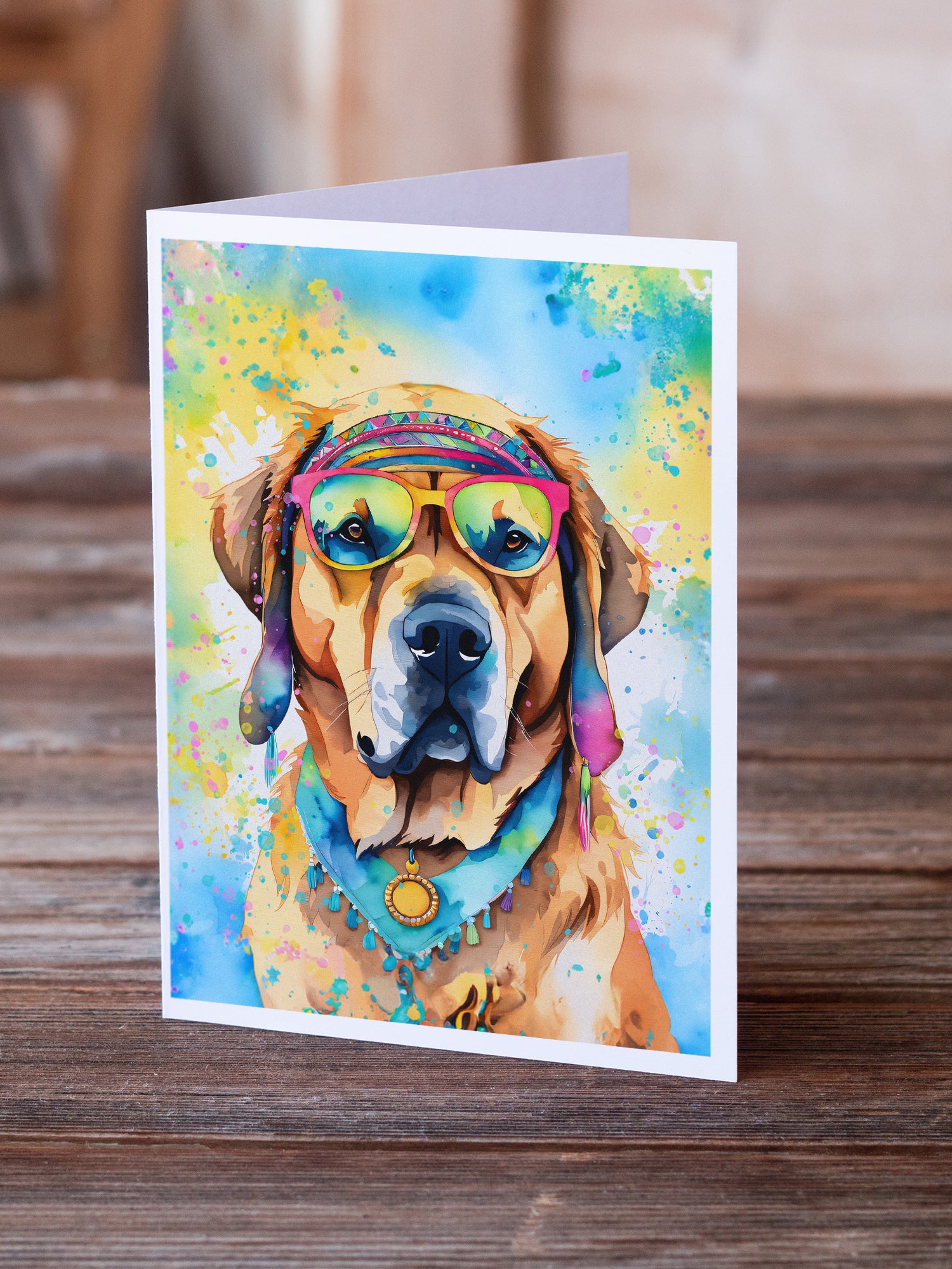 Buy this Mastiff Hippie Dawg Greeting Cards Pack of 8