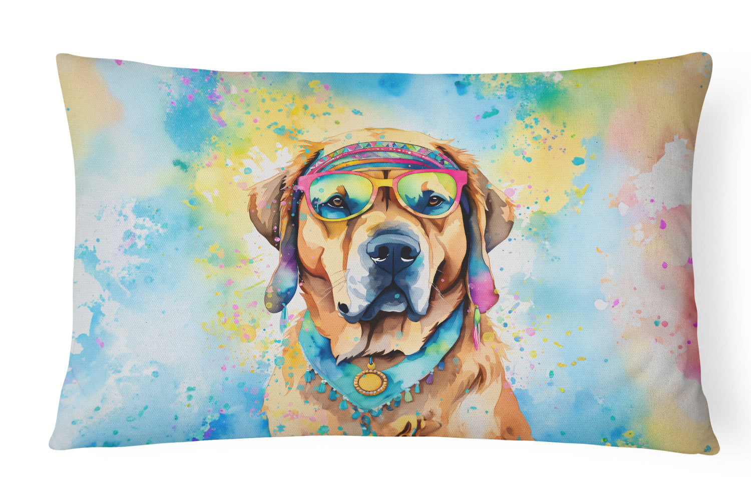 Buy this Mastiff Hippie Dawg Fabric Decorative Pillow