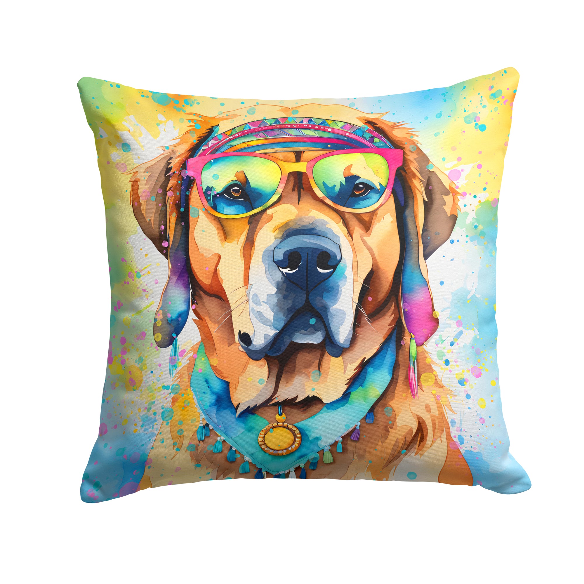 Buy this Mastiff Hippie Dawg Fabric Decorative Pillow