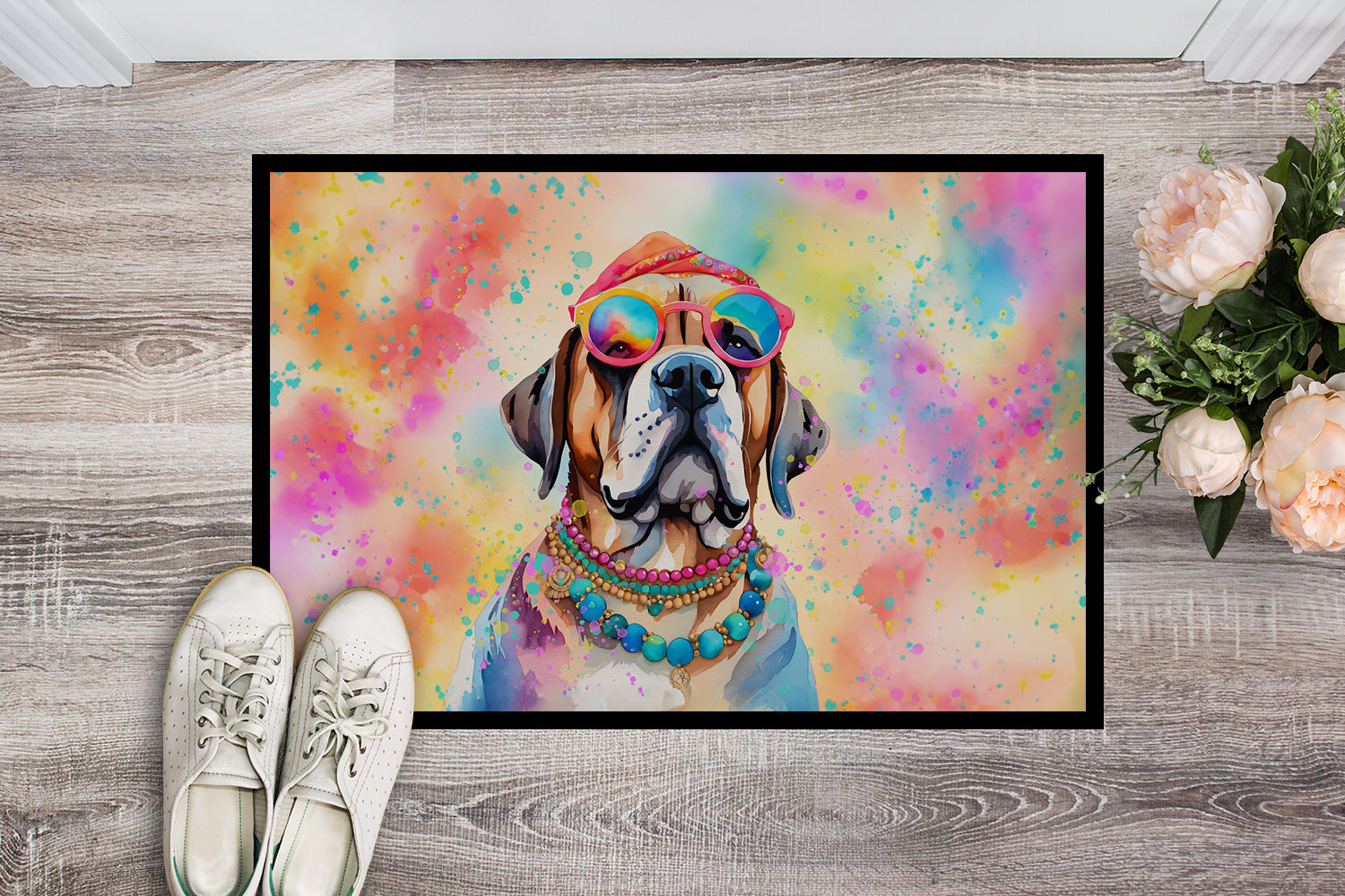 Mastiff Hippie Dawg Indoor or Outdoor Mat 24x36