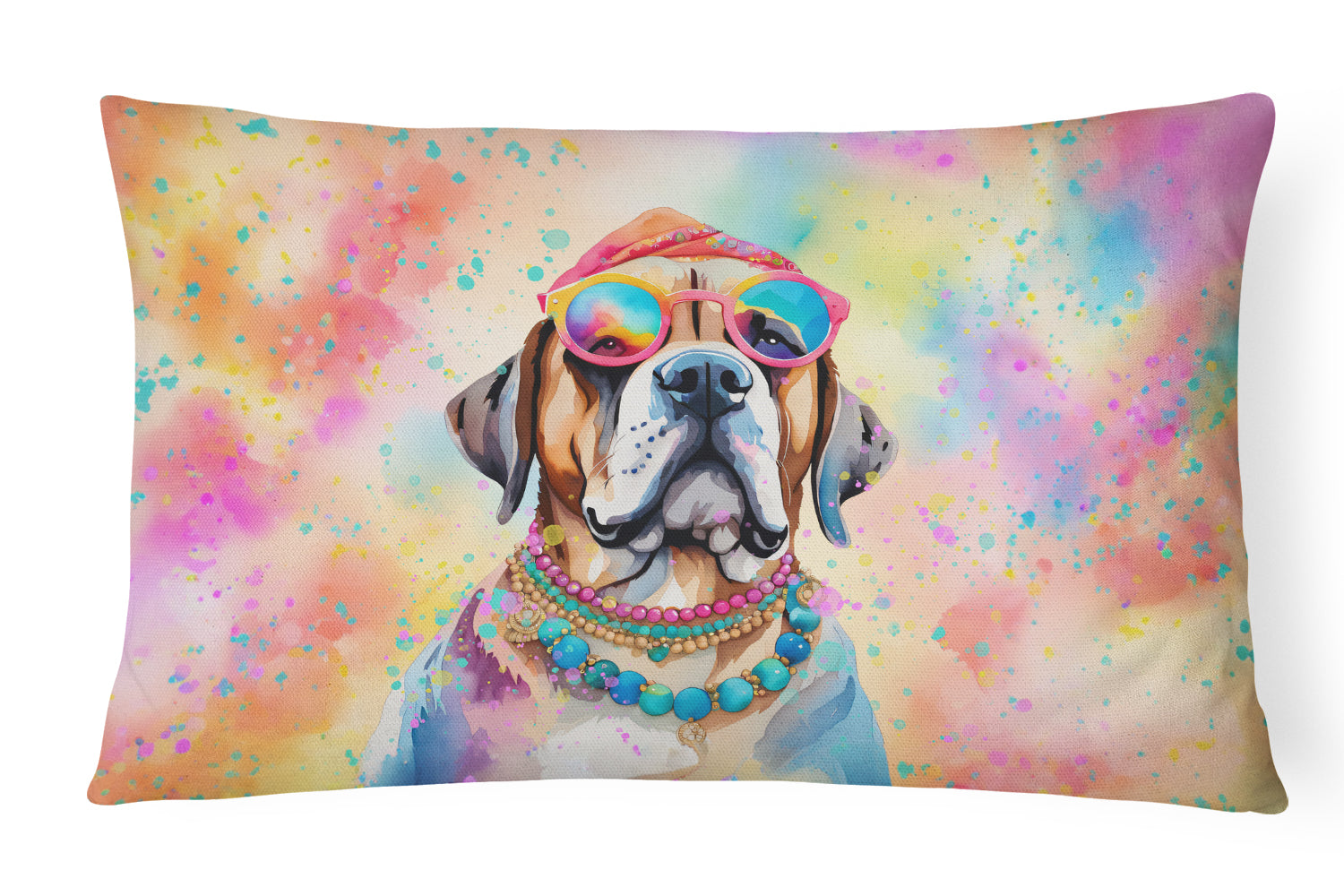 Buy this Mastiff Hippie Dawg Fabric Decorative Pillow