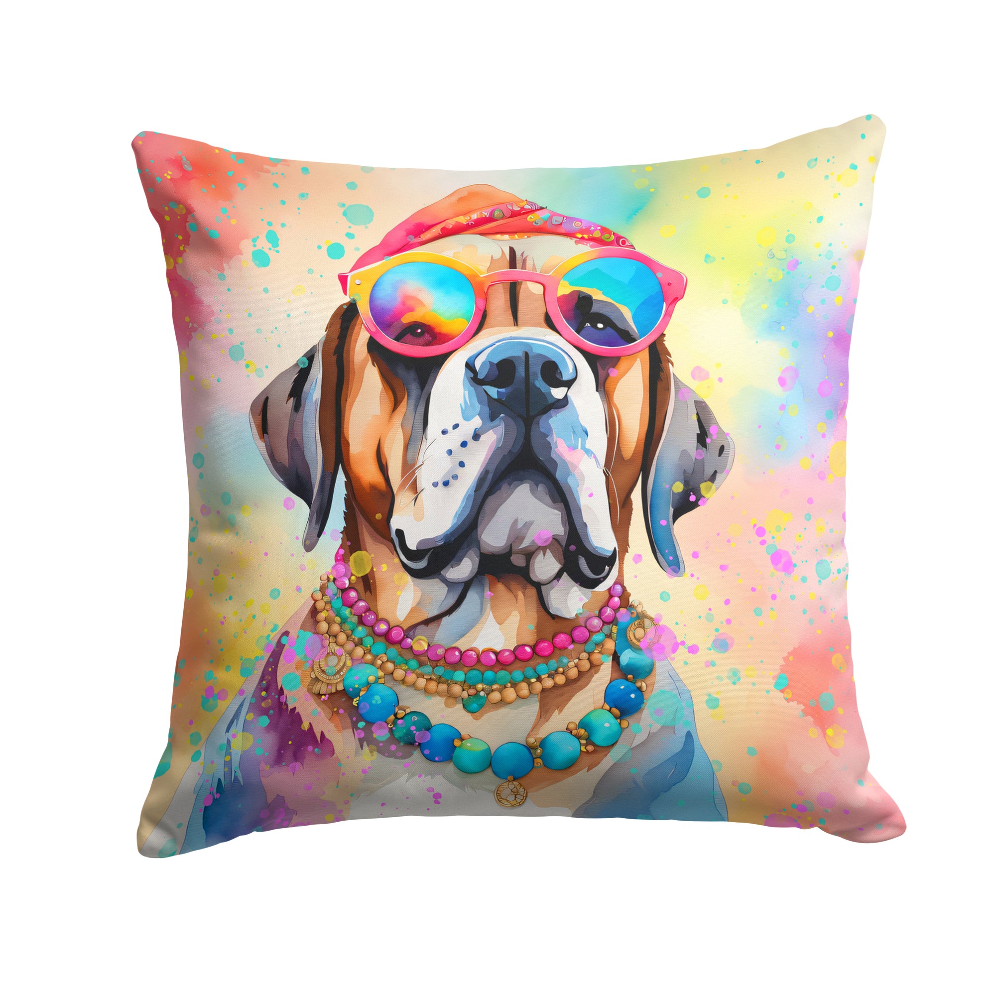 Buy this Mastiff Hippie Dawg Fabric Decorative Pillow