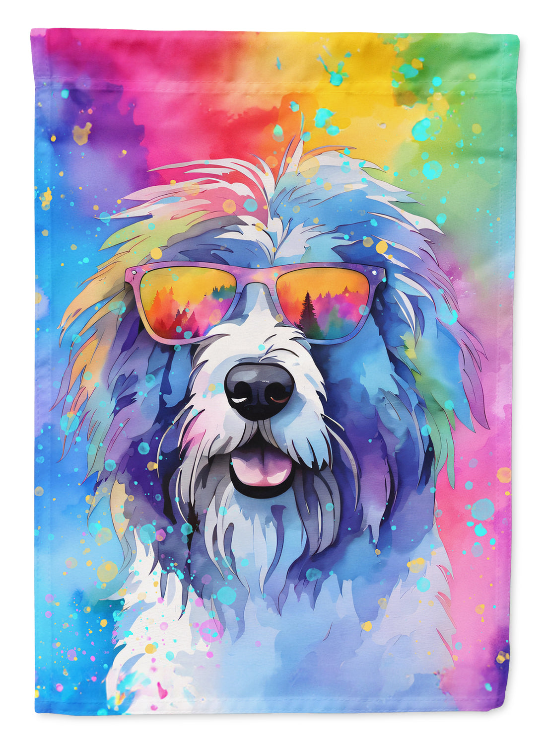 Buy this Old English Sheepdog Hippie Dawg Garden Flag