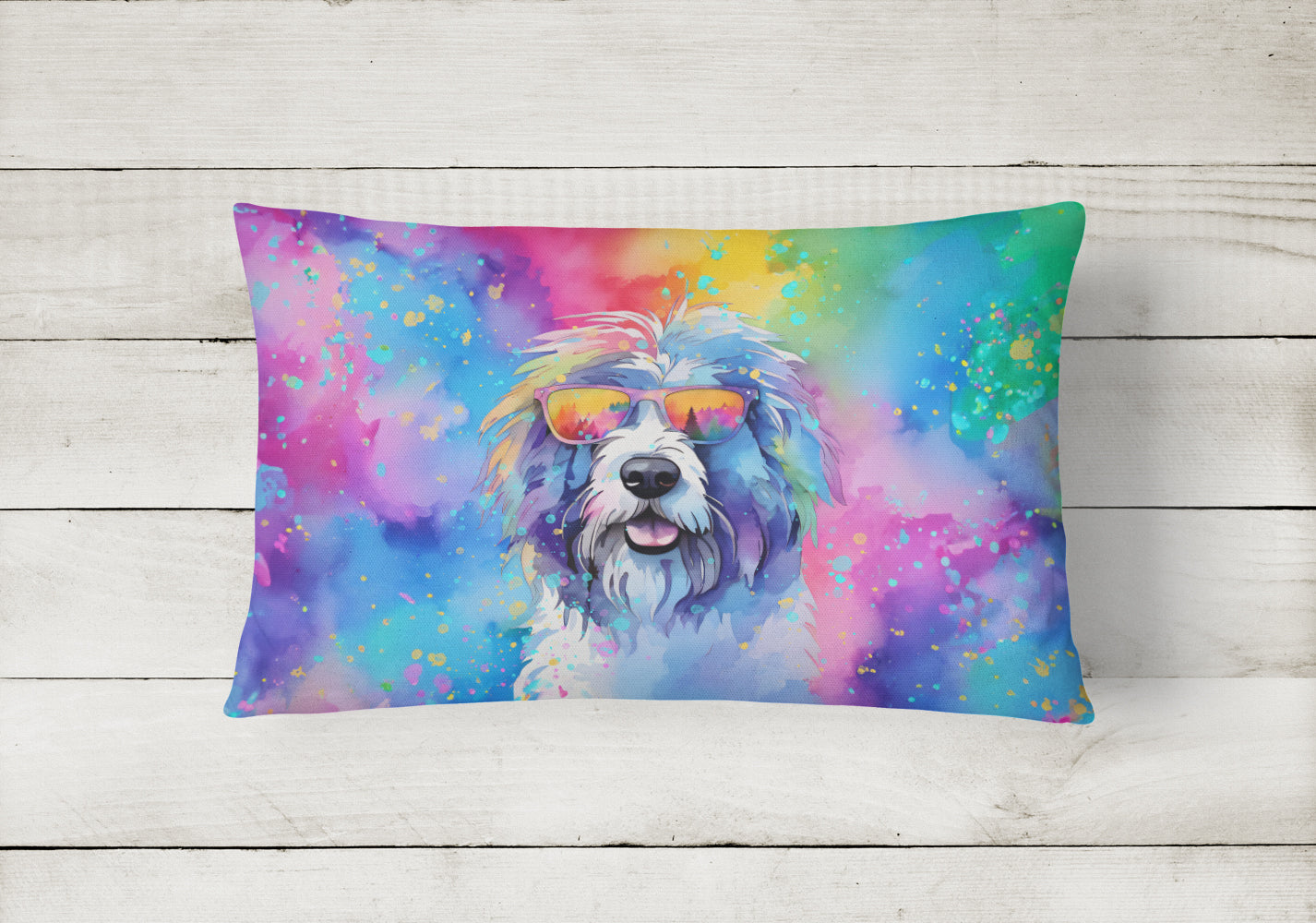 Buy this Old English Sheepdog Hippie Dawg Fabric Decorative Pillow