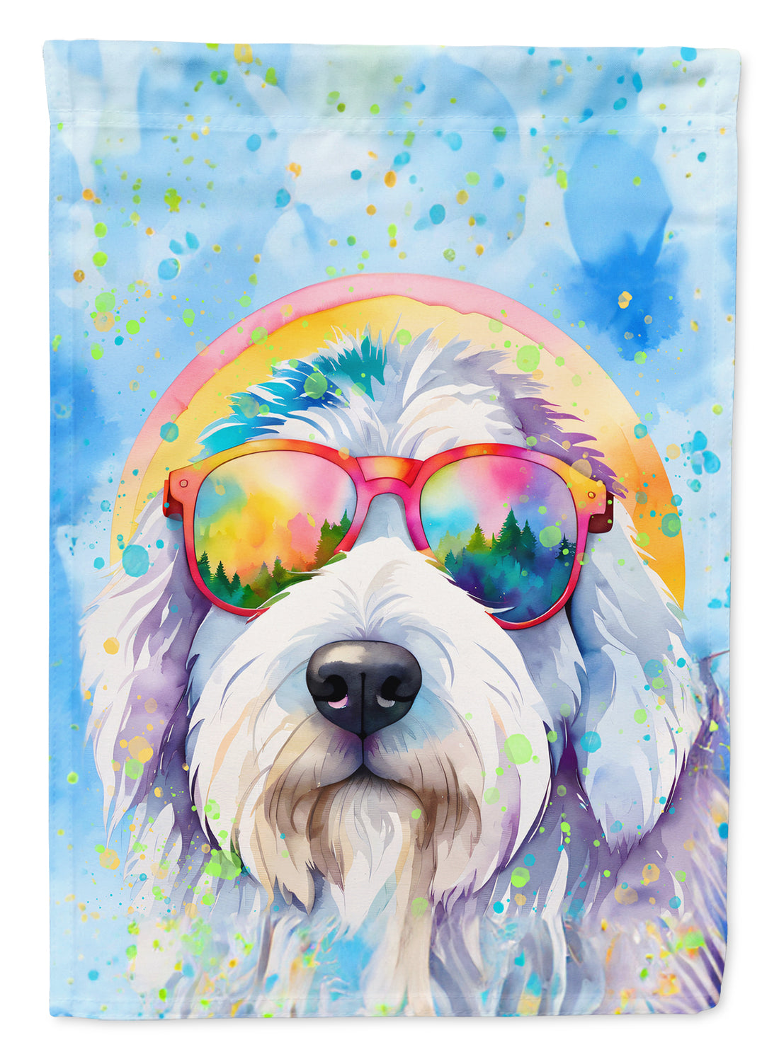 Buy this Old English Sheepdog Hippie Dawg Garden Flag