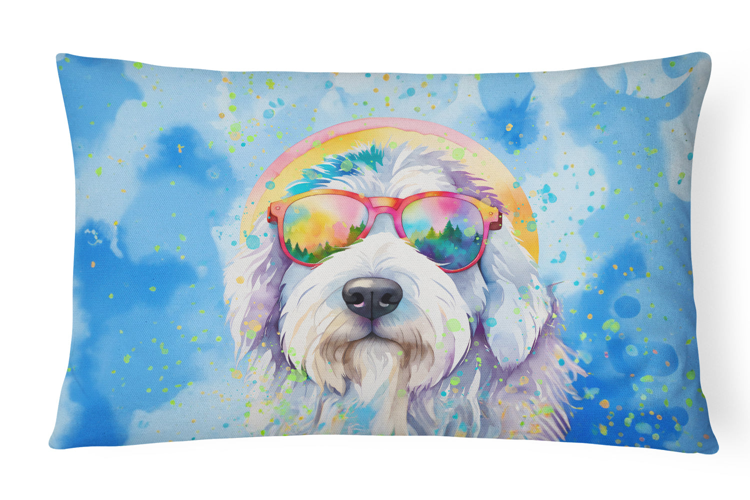 Buy this Old English Sheepdog Hippie Dawg Fabric Decorative Pillow