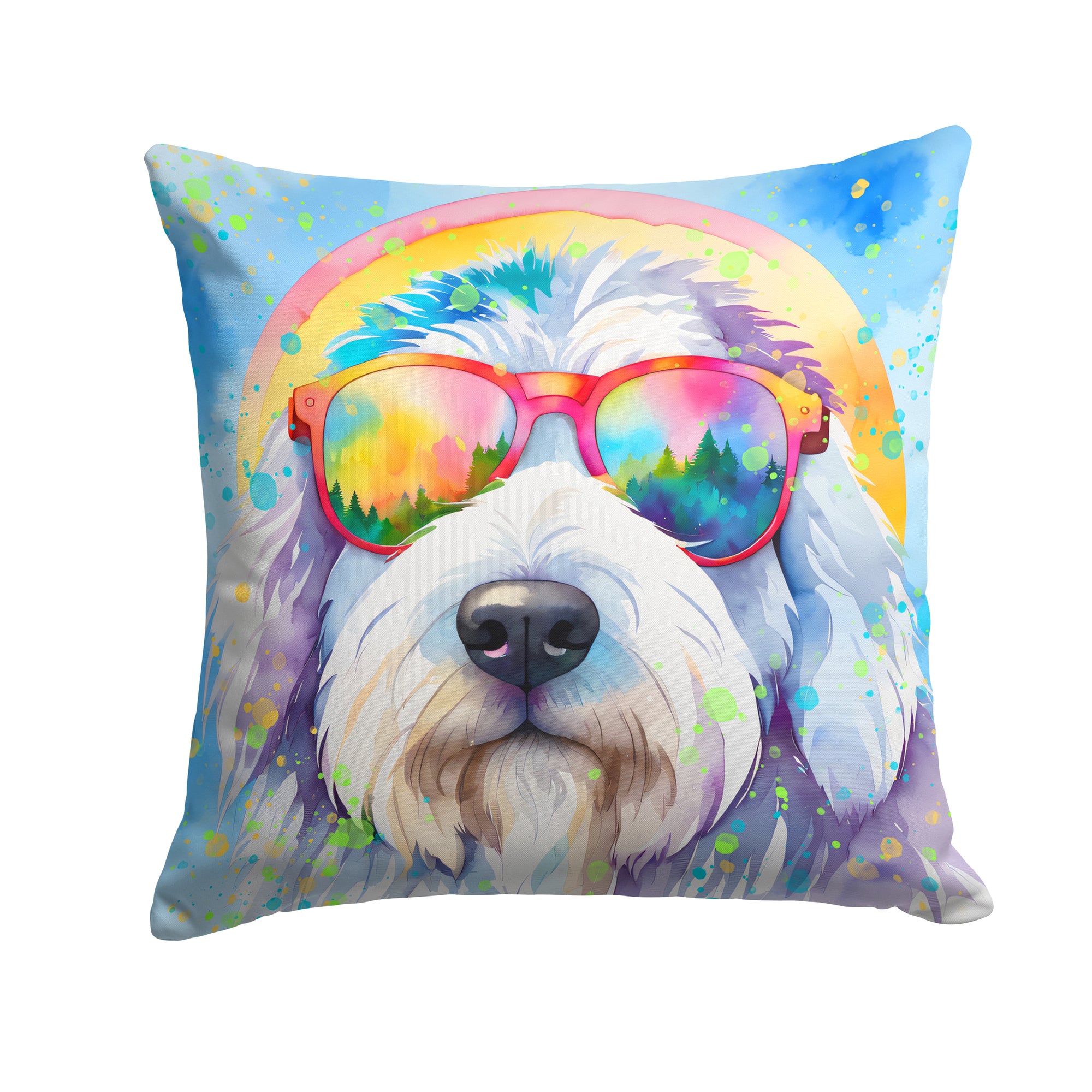 Buy this Old English Sheepdog Hippie Dawg Fabric Decorative Pillow